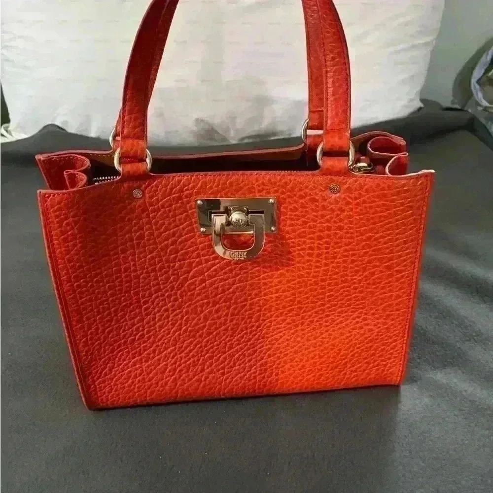 DKNY Orange Croc Satchel New